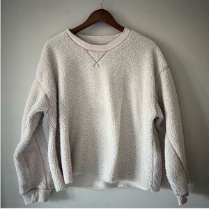 American Eagle Cozy Cream Cropped Sherpa Sweatshirt Size Medium